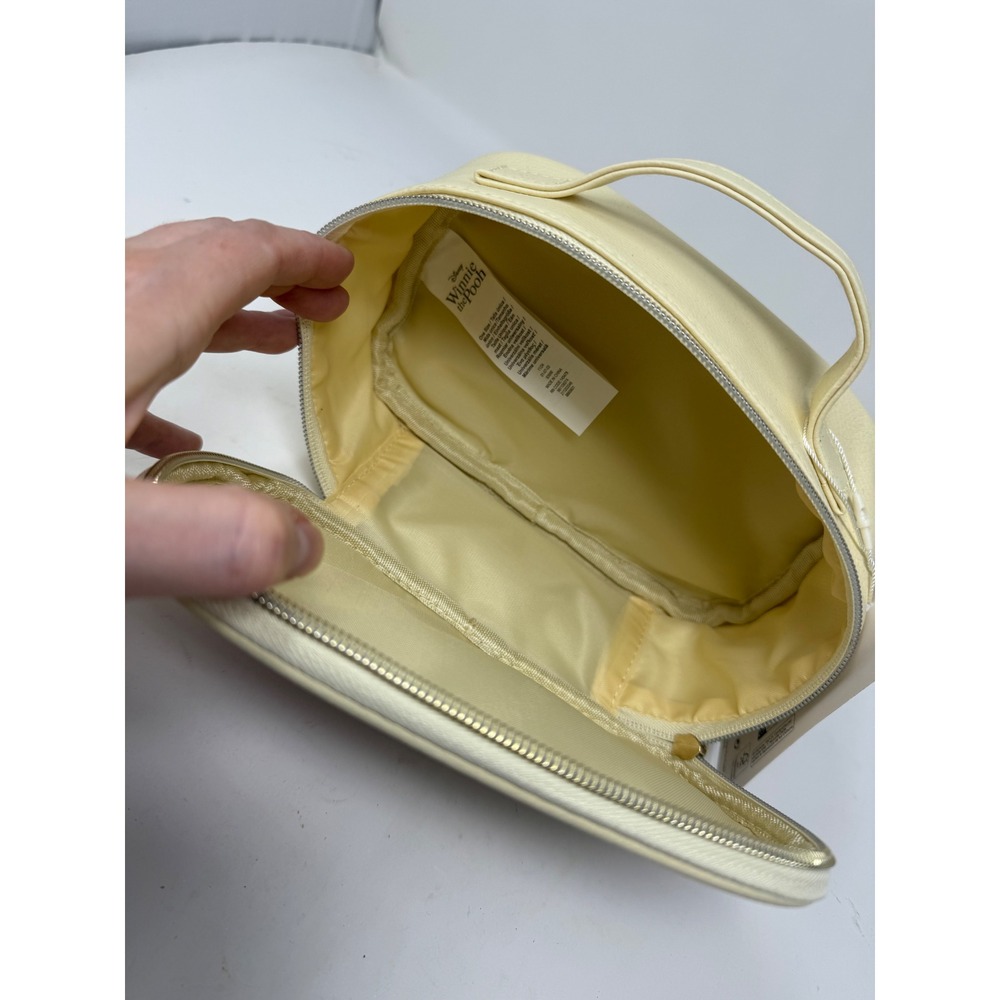 Disney Winnie the Pooh "Initial A" Cosmetic Bag Cream Faux Leather Travel Pouch - Picture 4 of 6